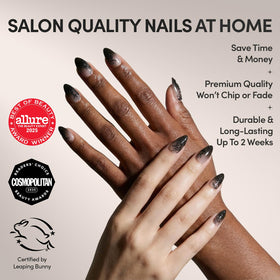 Glamnetic Press On Nails Medium Almond glossy finish side view