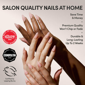 Glamnetic Press On Nails Medium Almond gold design close-up