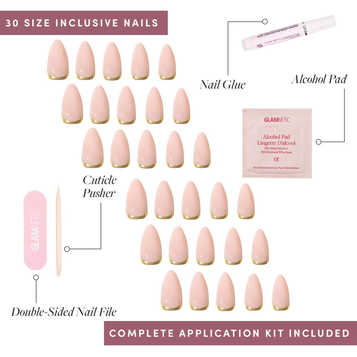 Glamnetic Press On Nails Medium Almond in lifestyle setting