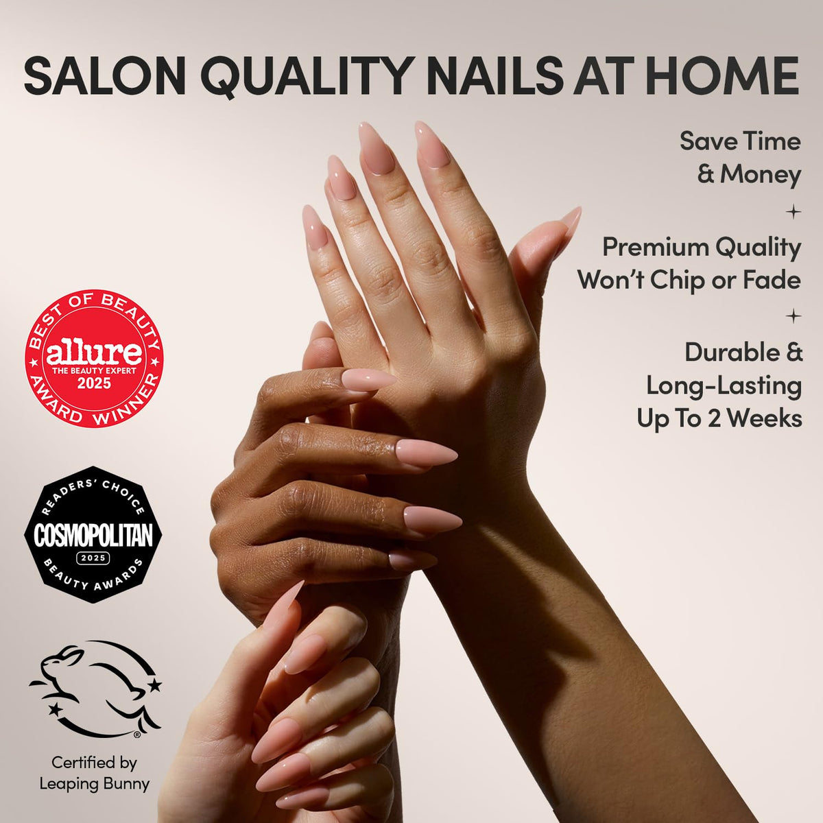 Glamnetic Press On Nails Medium Almond jelly nails in storage box