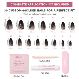Glamnetic Press On Nails Medium Almond lifestyle shot on hands