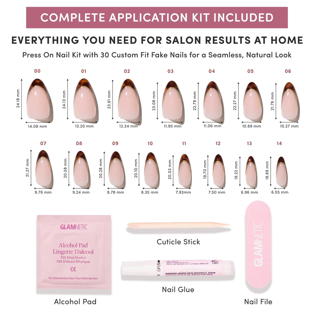 Glamnetic Press On Nails medium almond shape on display