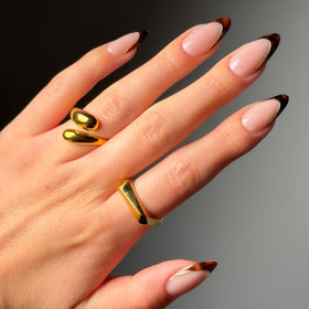 Glamnetic Press On Nails Medium Almond Tortoiseshell French Tip front view
