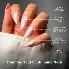 Glamnetic Press On Nails Medium Almond Velvet application tools included