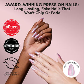 Glamnetic Press On Nails Medium Almond Velvet in various sizes