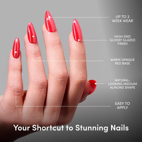 Glamnetic Press On Nails Medium Almond with included nail glue and accessories