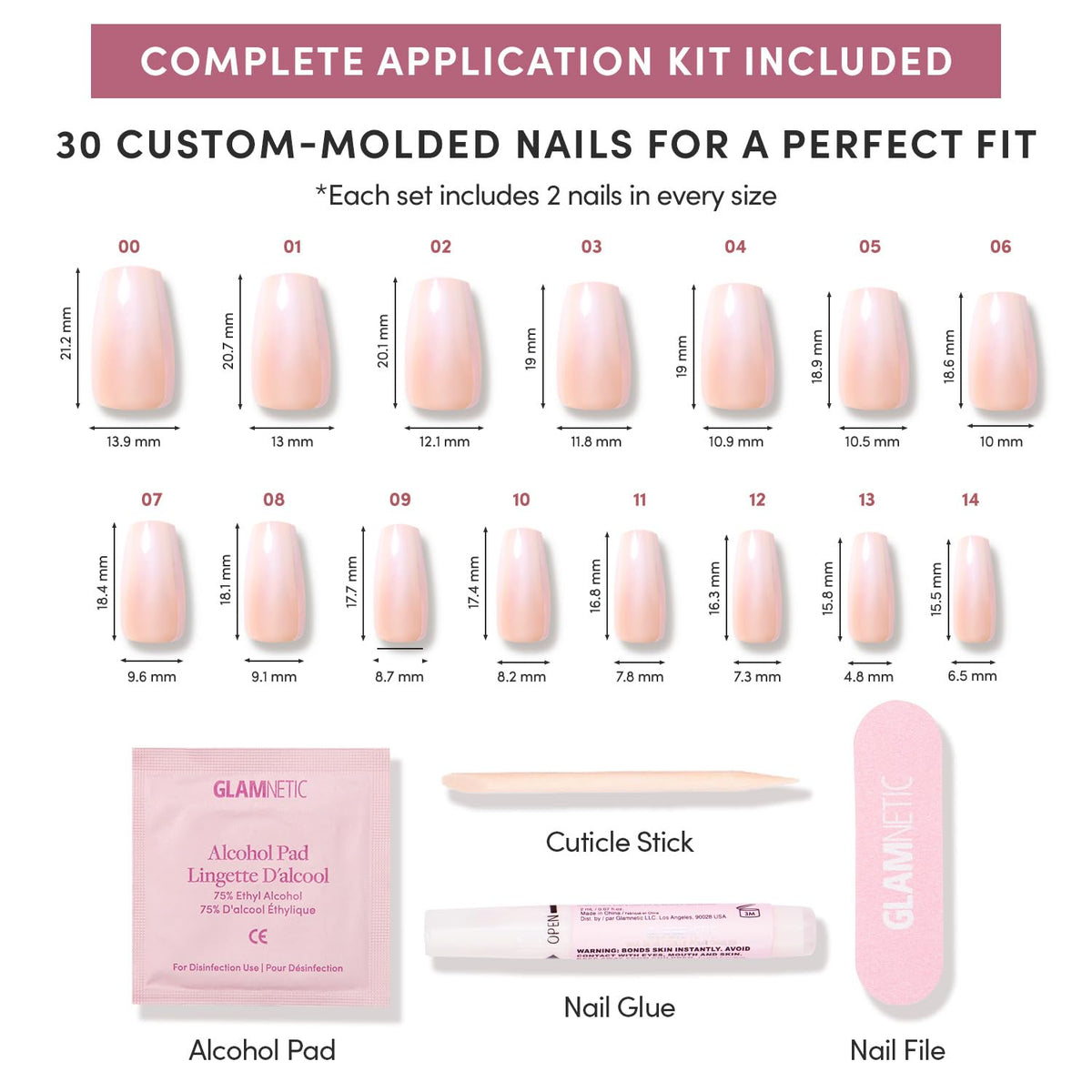 Glamnetic Press On Nails Medium Coffin Glazed glossy finish