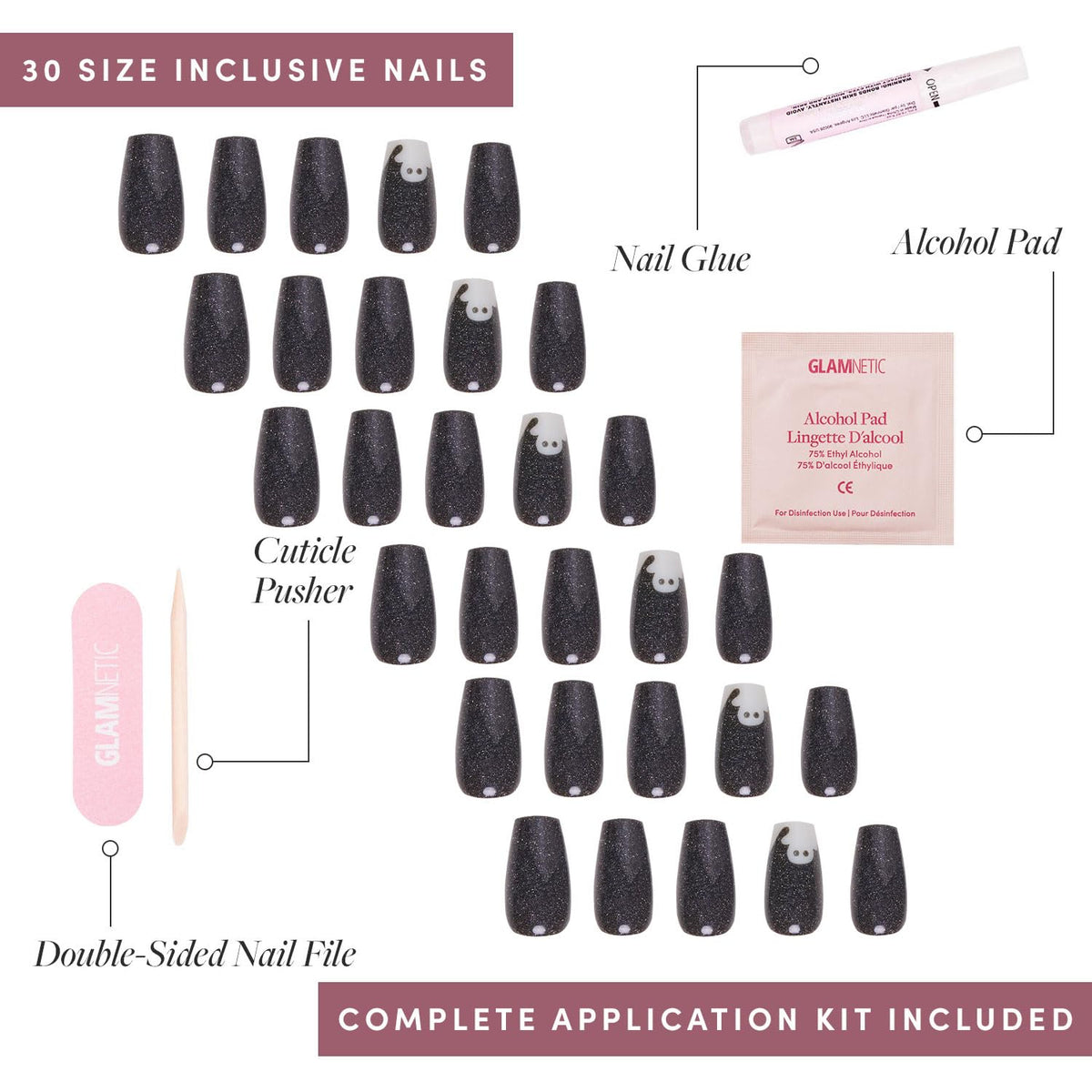 Glamnetic Press On Nails Medium Coffin Glow-in-the-Dark application process