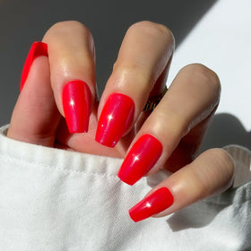 Glamnetic Press On Nails medium coffin kit with red glazed finish