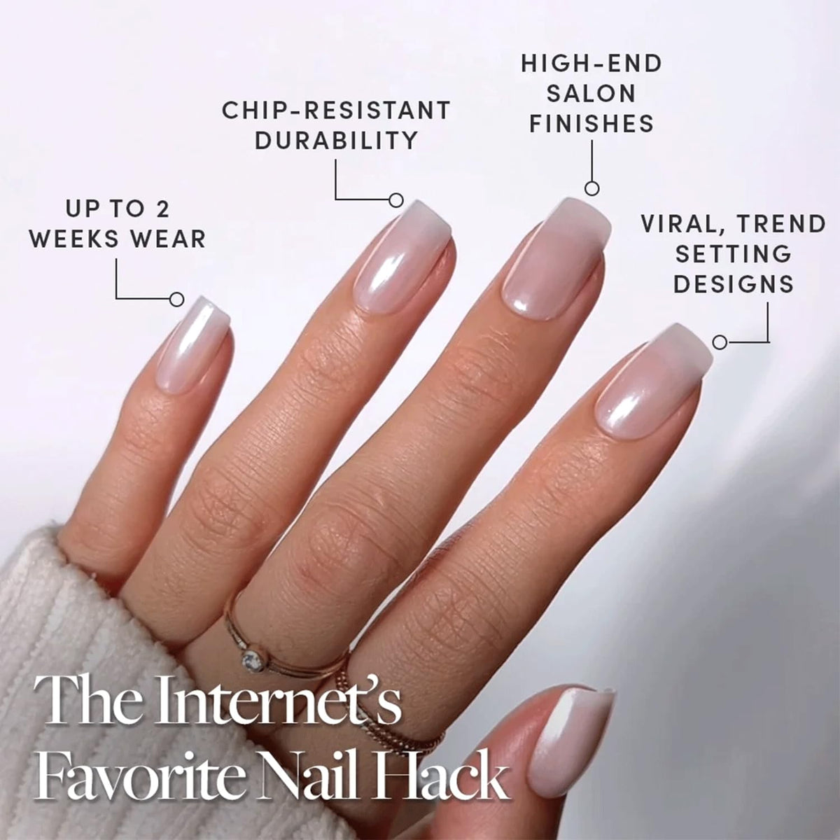 Glamnetic Press On Nails Medium Square Glazed different sizes displayed