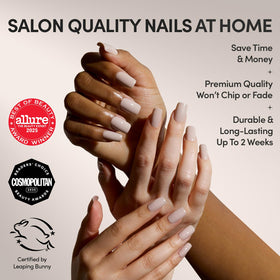 Glamnetic Press On Nails Medium Square Glossy nude colour close-up