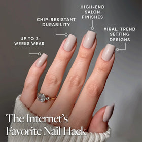 Glamnetic Press On Nails Medium Square Glossy with nail glue and accessories