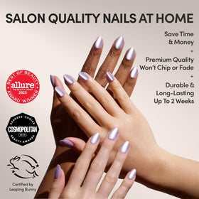 Glamnetic Press On Nails Mermaid’s Tail side view showcasing nail sizes