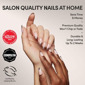 Glamnetic Press On Nails metallic silver French tips close-up