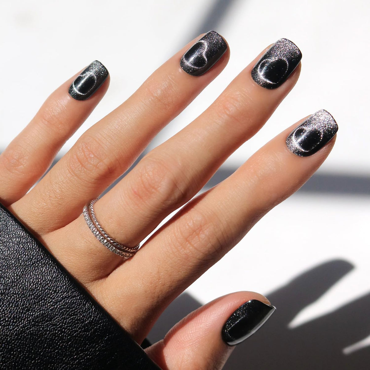 Glamnetic Press On Nails Midnight Romance front view with glossy finish