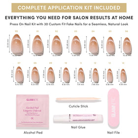 Glamnetic Press On Nails Short Almond Brown Sugar Cat Eye on model