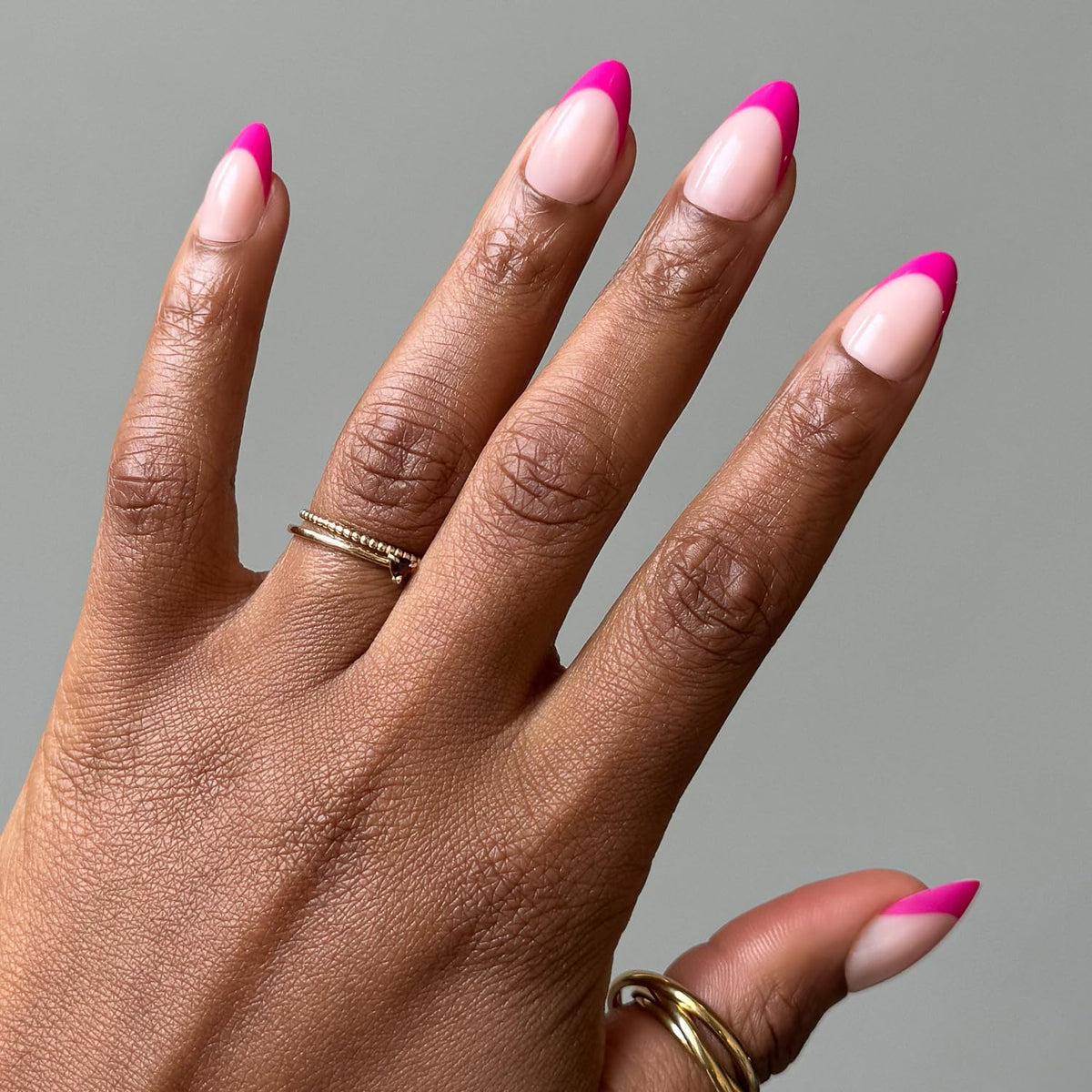 Glamnetic Press On Nails Short Almond Dark Magenta Pink front view