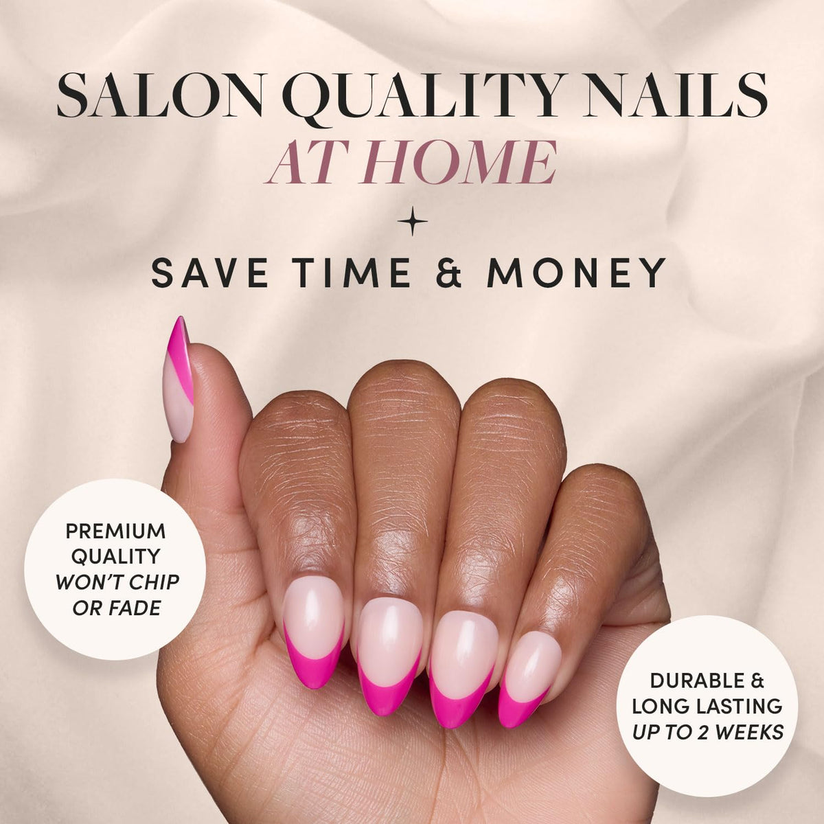 Glamnetic Press On Nails Short Almond Dark Magenta Pink storage box