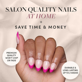 Glamnetic Press On Nails Short Almond Dark Magenta Pink storage box