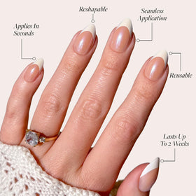 Glamnetic Press On Nails Short Almond different sizes displayed