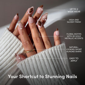 Glamnetic Press On Nails Short Almond Floral application process