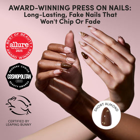Glamnetic Press On Nails Short Almond Floral design close-up
