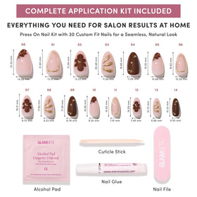 Glamnetic Press On Nails Short Almond Floral mixed sizes