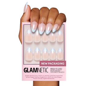 Glamnetic Press On Nails Short Almond Glazed Baby Blue front view