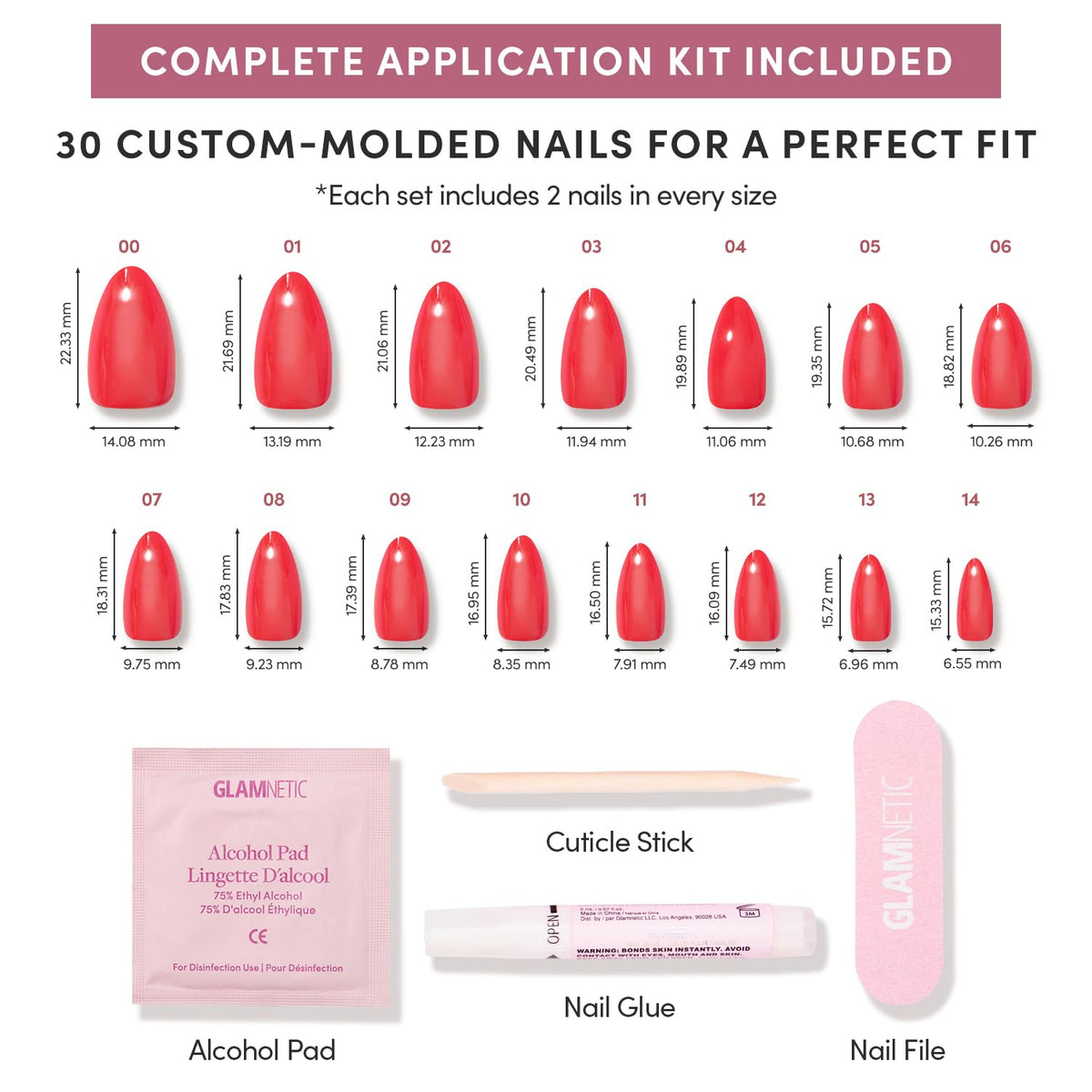 Glamnetic Press On Nails Short Almond Glazed Finish cuticle stick
