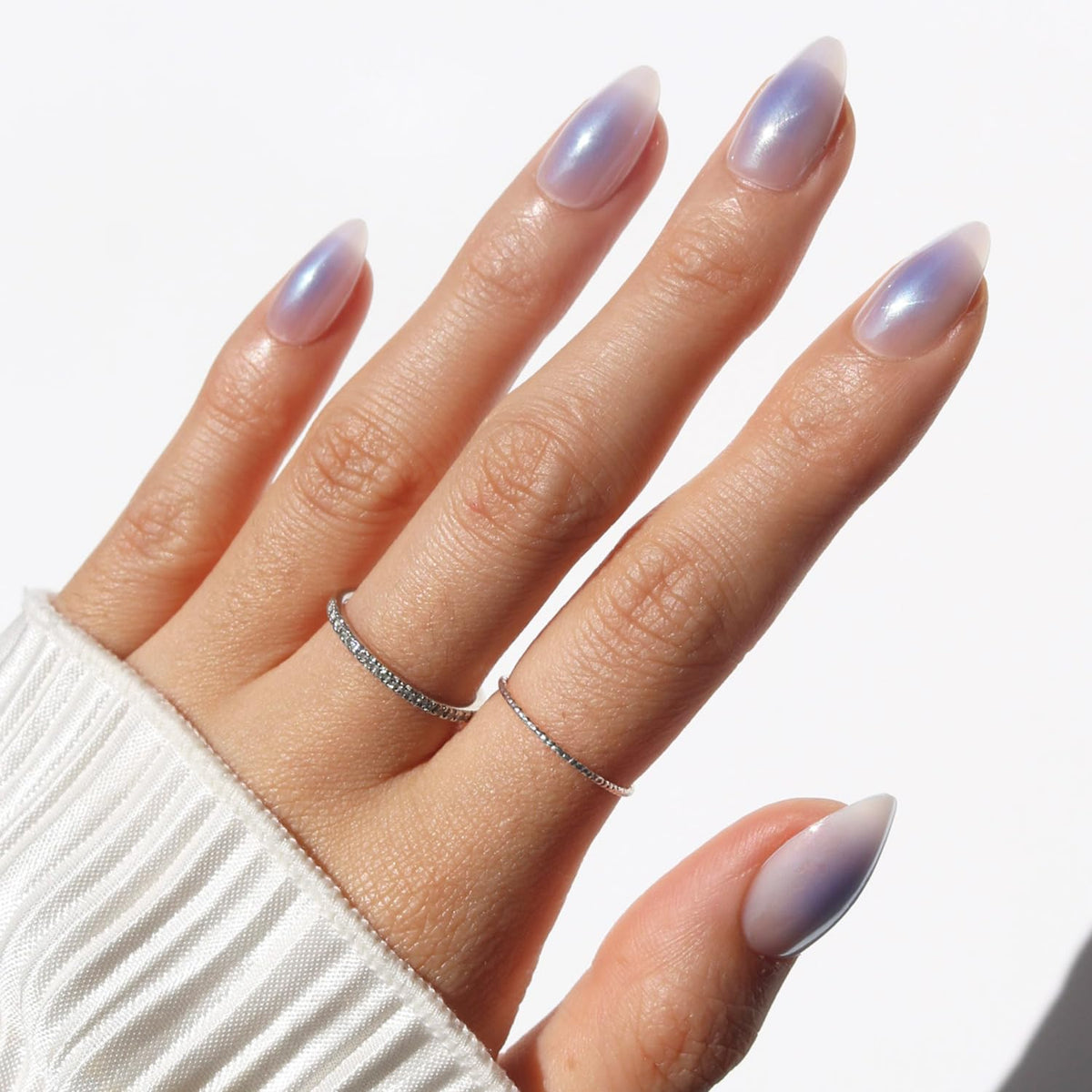 Glamnetic Press On Nails Short Almond glazed finish front view
