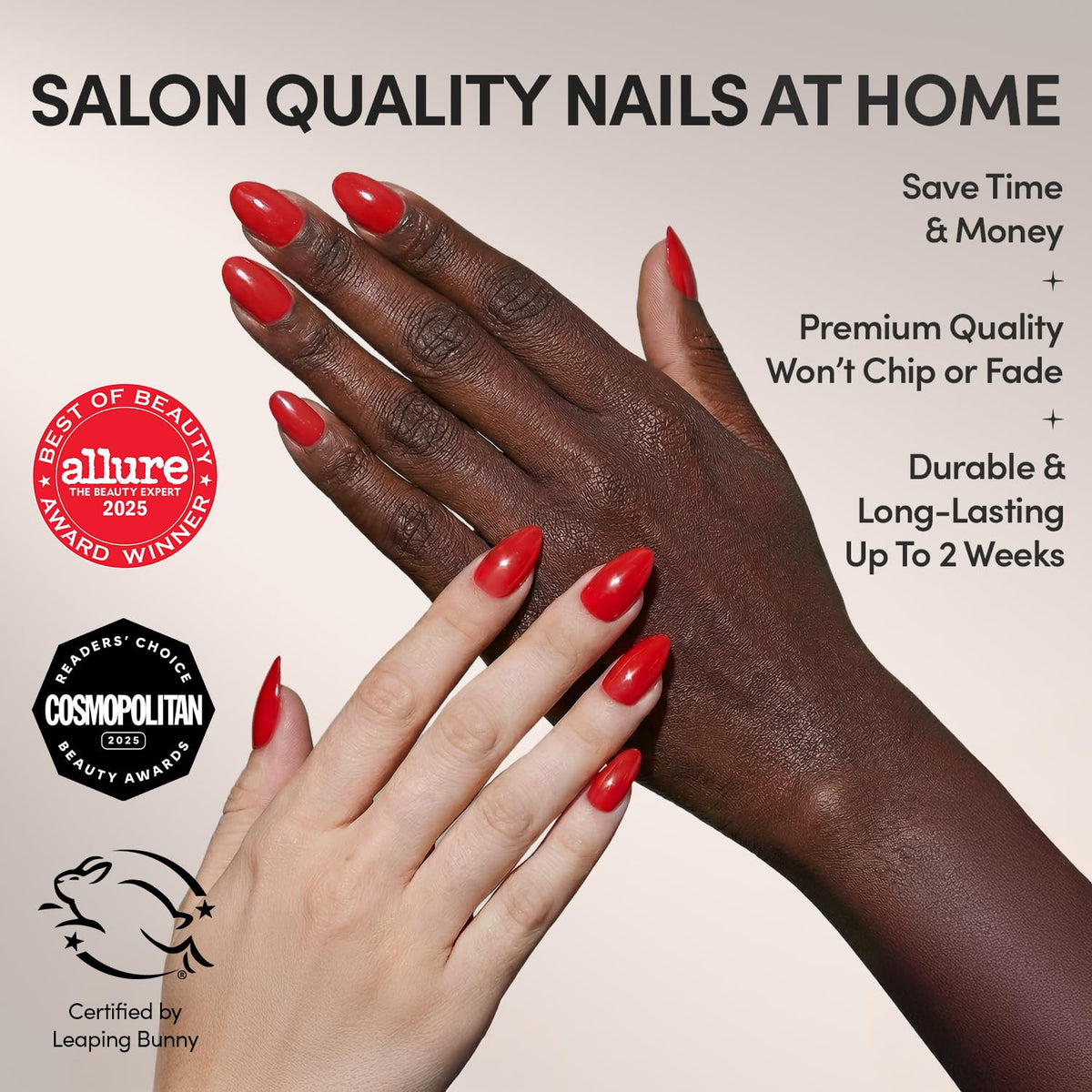 Glamnetic Press On Nails Short Almond Glazed Finish side view