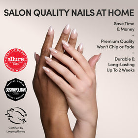 Glamnetic Press On Nails Short Almond Glazed glossy finish close-up