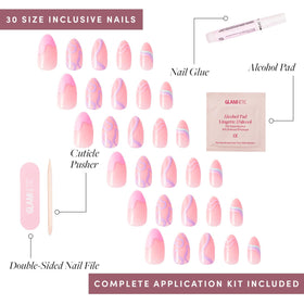 Glamnetic Press On Nails Short Almond glossy alcohol pad