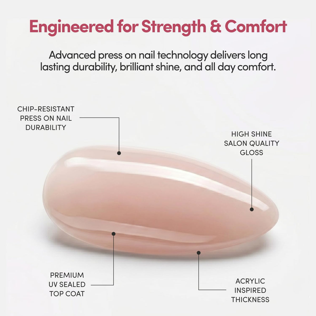 Glamnetic Press On Nails Short Almond Glossy application tools included