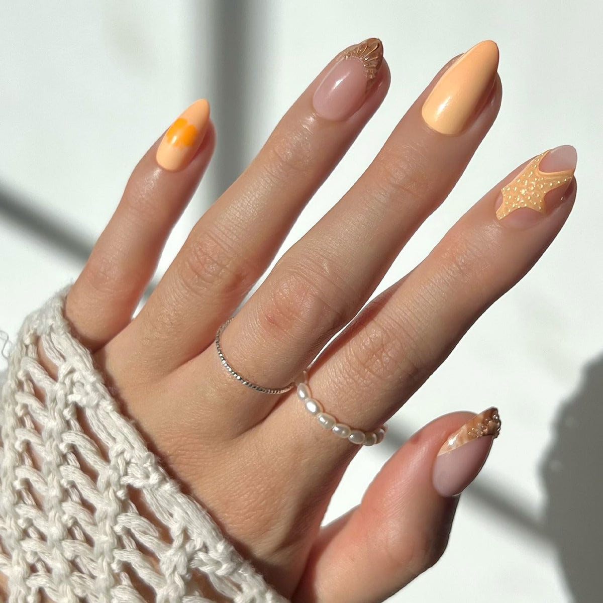 Glamnetic Press On Nails Short Almond glossy design front view