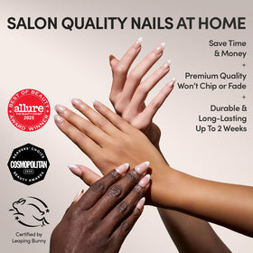 Glamnetic Press On Nails Short Almond glossy finish close-up