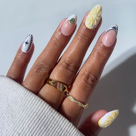 Glamnetic Press On Nails Short Almond glossy finish front view