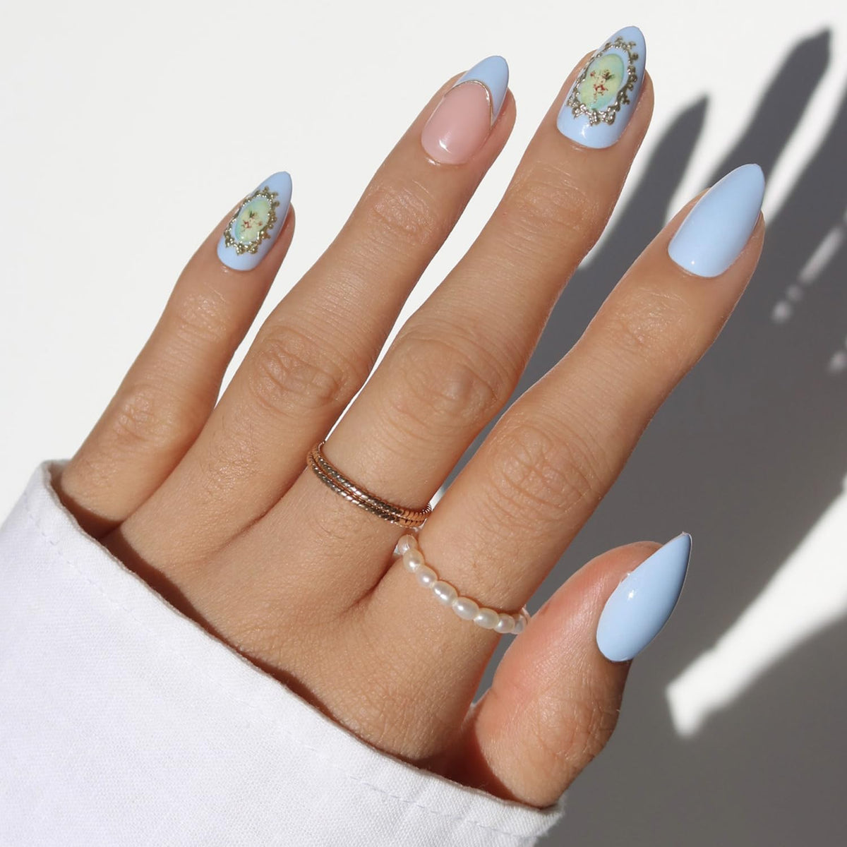 Glamnetic Press On Nails Short Almond glossy finish front view