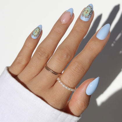 Glamnetic Press On Nails Short Almond glossy finish front view