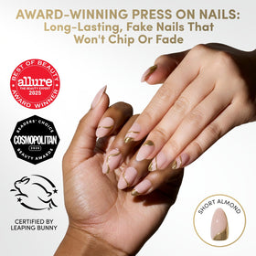 Glamnetic Press On Nails Short Almond glossy finish side view