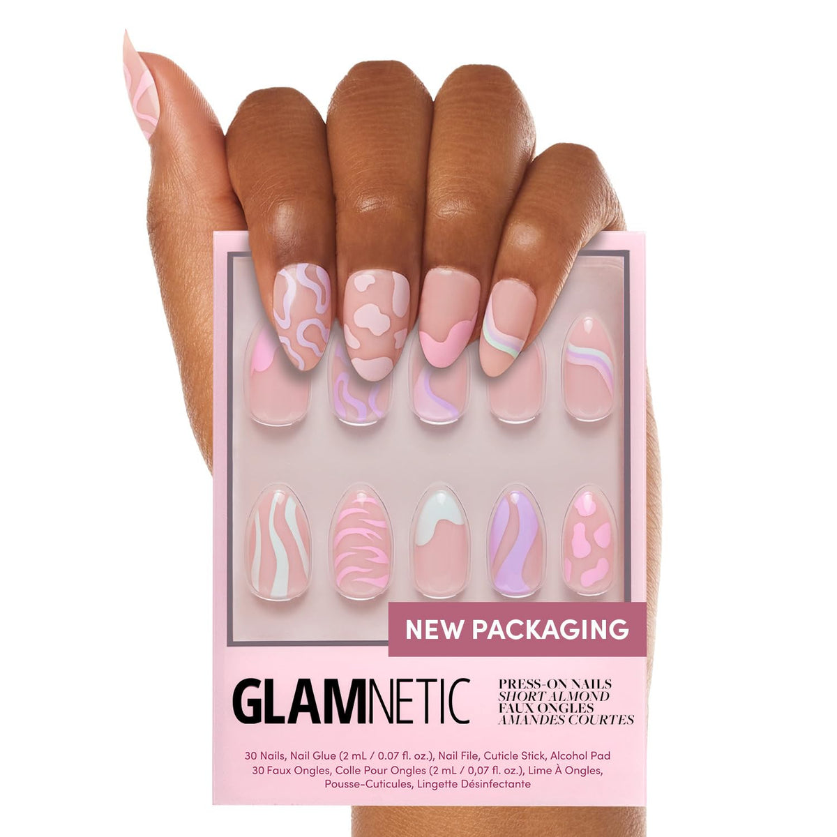 Glamnetic Press On Nails Short Almond glossy front view