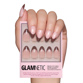 Glamnetic Press On Nails Short Almond Glossy full kit front view