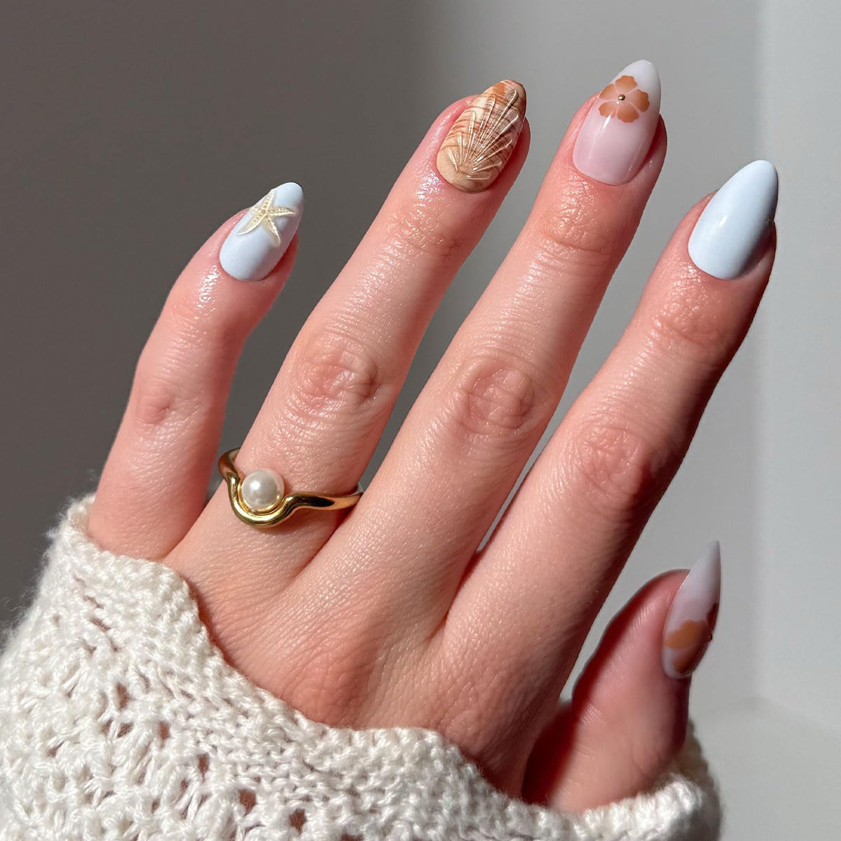 Glamnetic Press On Nails Short Almond Glossy full kit front view