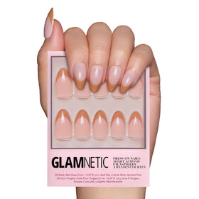 Glamnetic Press On Nails Short Almond Glossy full kit front view