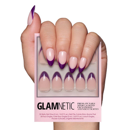 Glamnetic Press On Nails Short Almond glossy set front view