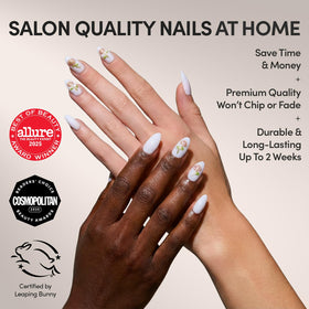 Glamnetic Press On Nails Short Almond Glossy with floral accents