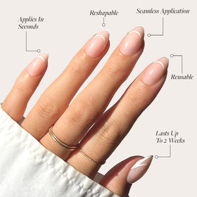 Glamnetic Press On Nails Short Almond Glossy with nail glue and file