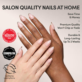 Glamnetic Press On Nails Short Almond Gold French Tip Kit packaging
