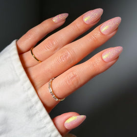 Glamnetic Press On Nails Short Almond Holo Glitter full kit front view