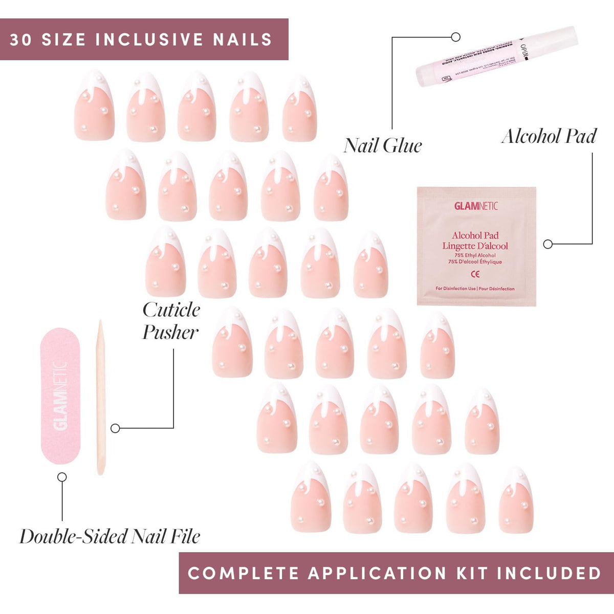 Glamnetic Press On Nails Short Almond in use on hands